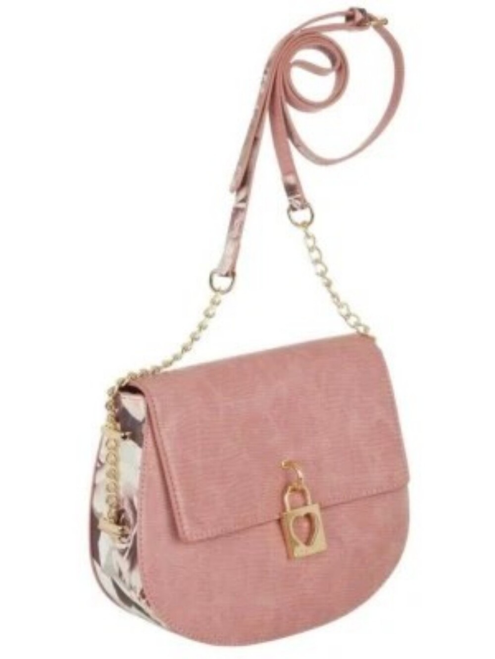 Pink Crossbody Shoulder Bag with Gold Chain Accent